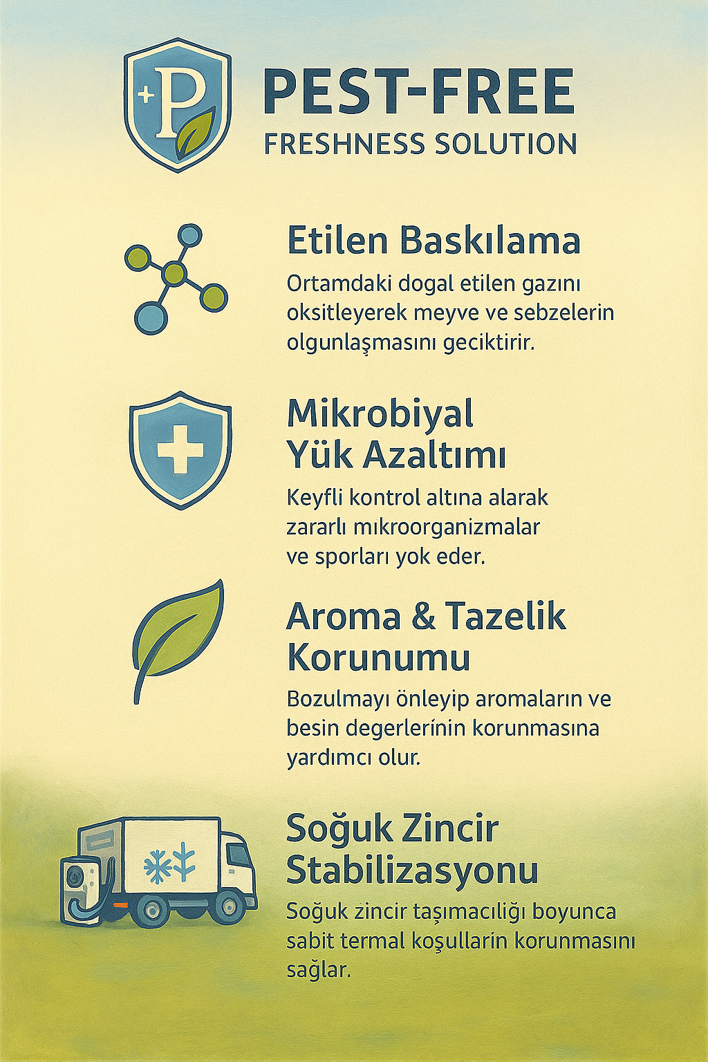 Pest-Free faydaları: raf ömrü artışı, fire azalması, tazelik ve aroma korunumu, doğal korunma